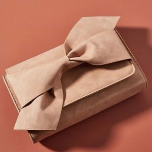 Anthropologie Bella Bow Faux Suede Crossbody Purse